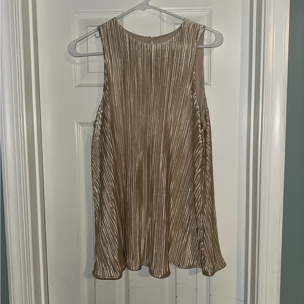 Gold Pleated Sleeveless Top